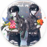 バッジ・ピンズ エレン・イェーガー&リヴァイ・アッカーマン(大人) BIGホロ缶バッジ past and future ver. 「進撃の巨人」 [特典] image 1