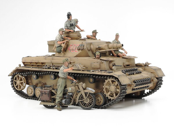 TAMIYA タミヤ 1/35 ドイツ IV号戦車F型 伝令バイクセット 北アフリカ戦線【25208】 プラモデル