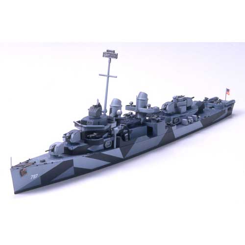 TAMIYA Tamiya 1/700 Waterline US Navy Fletcher-Class Destroyer DD-797 Cushing Plastic Model image 1