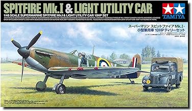 TAMIYA 타미야 스케일 한정 1/48 슈퍼마린 스핏파이어 Mk.I・소형 군용차 10HP 틸리 세트 프라모델 25211