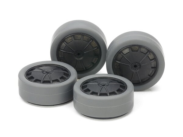TAMIYA 15545 슈퍼 X·XX 하드 소경 로우 하이트 타이어 26mm·그레이 &카본 강화 휠 디쉬 타미야 미니 4드라이브 그레이드 업 파츠