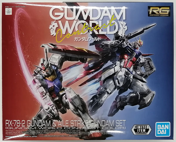 BANDAI SPIRITS RG 1/144 RX-78-2 Gundam & Aile Strike Gundam [Gundam World Contrast Color] Plastic Model (Gundam World CONTRAST Exclusive)