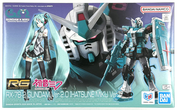 BANDAI SPIRITS RG 1/144 RX-78-2 Gundam Ver.2.0 [Hatsune Miku Ver.] Plastic Model (Hobby Online Shop Exclusive) Bild 1
