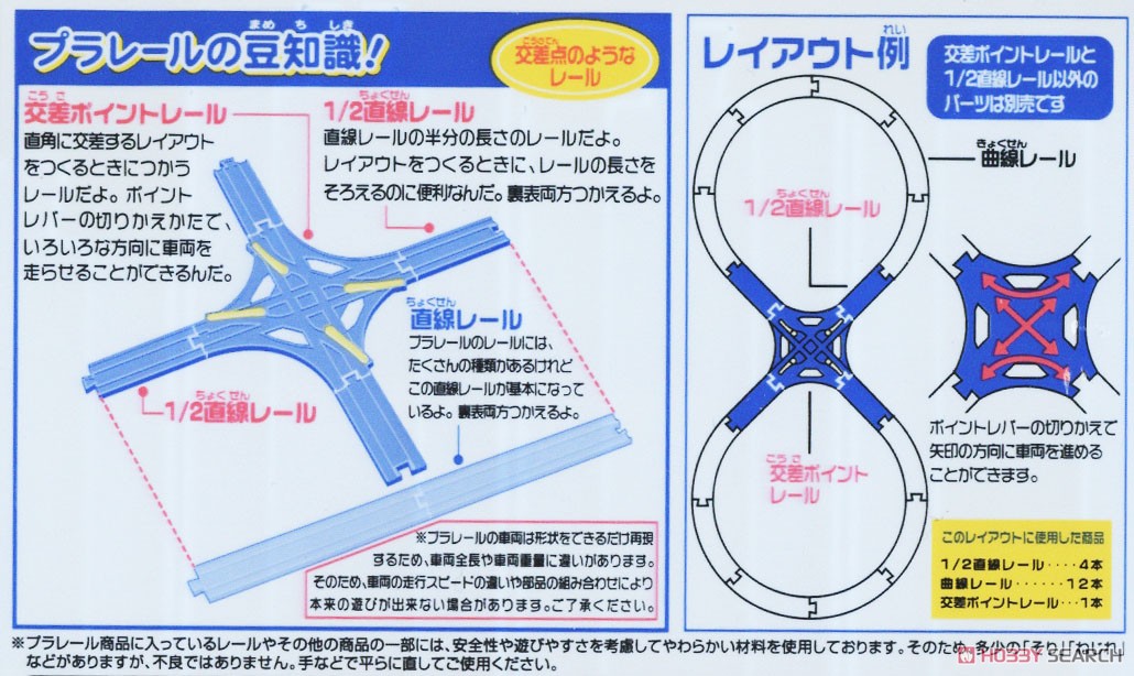 Tomy (TakaraTomy) R-14 Crossed Point Rail (w/Half Straight Rail 4 pieces) (Plarail) image 3