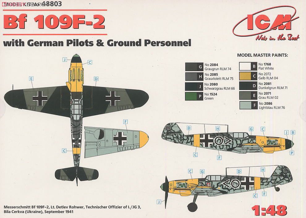 ICM German Bf 109F-2 Fighter (with Pilot &amp; Ground Crew) (Plastic model) hình ảnh 5