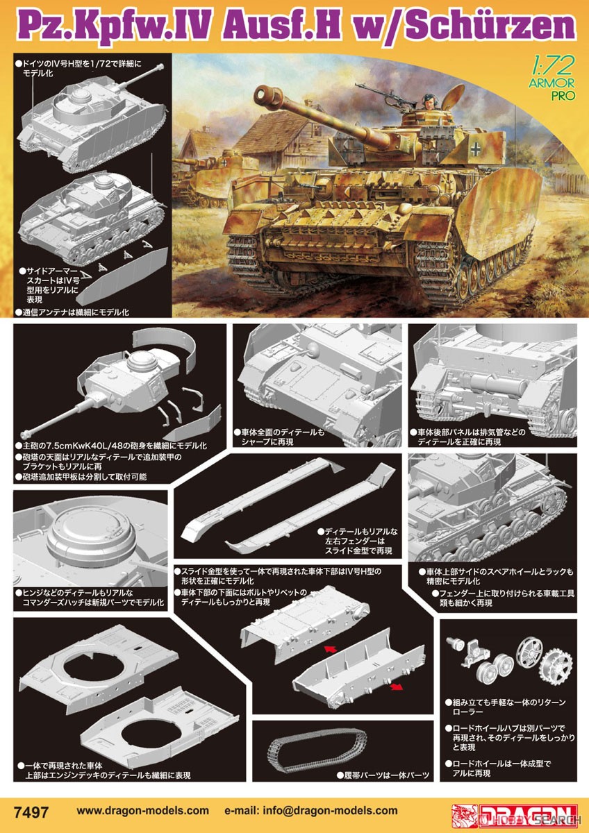 Dragon Pz.Kpfw.IV Ausf.H w/Schurzen (Plastic model) gambar 3