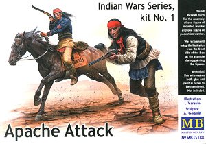 Master Box Indian War/ Apache Attack (Native American Soldiers 2 Figures + Horse)