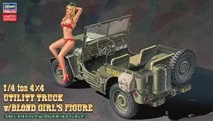 Hasegawa รถบรรทุก 1/4 ตัน 4x4 พร้อมฟิกเกอร์สาวผมบลอนด์ (โมเดลรถ) รูปภาพ 1
