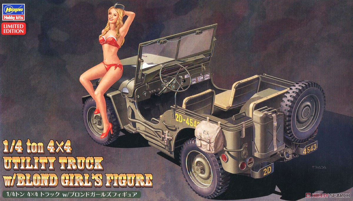 Hasegawa รถบรรทุก 1/4 ตัน 4x4 พร้อมฟิกเกอร์สาวผมบลอนด์ (โมเดลรถ) รูปภาพ 2