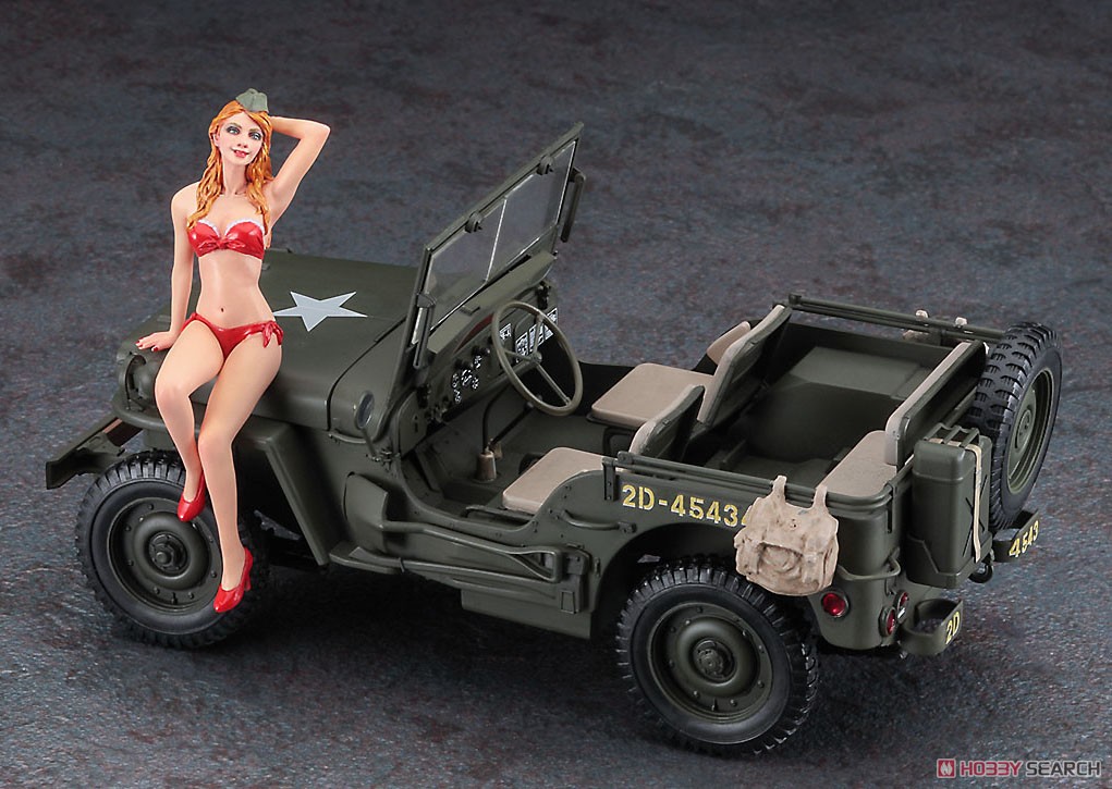 Hasegawa รถบรรทุก 1/4 ตัน 4x4 พร้อมฟิกเกอร์สาวผมบลอนด์ (โมเดลรถ) รูปภาพ 6