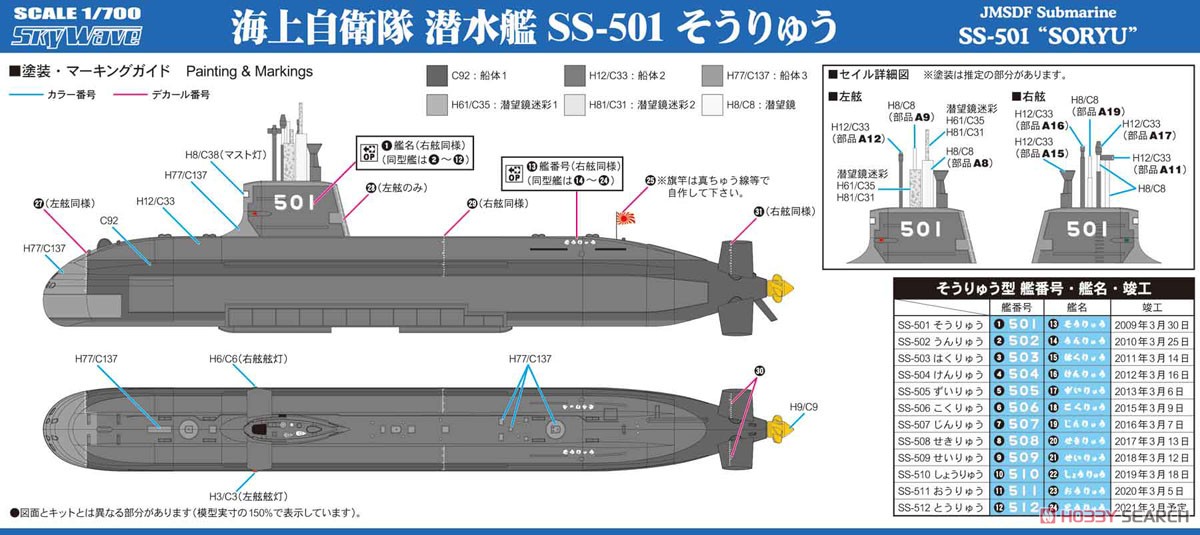Pit-Road JMSDF Submarine SS-501 `Soryu` (Plastic model) image 8