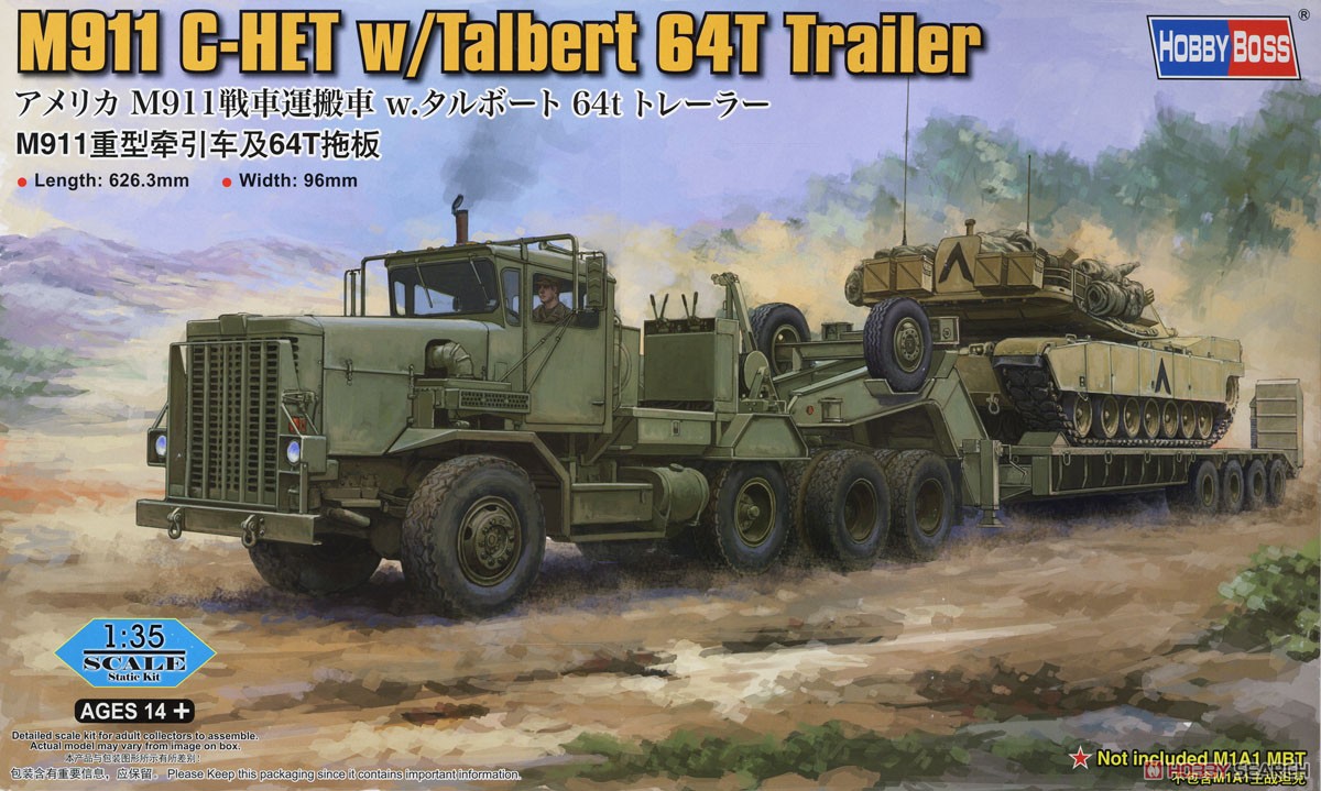 Hobby Boss US Army M911 C-HET w/Tabert 64T Trailer (Plastic model) gambar 3