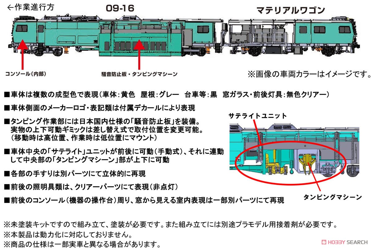 GREENMAX 1/80(HO) Multiple Tie Tamper 09-16 (Plasser &amp; Theurer Genuine Color) Display Kit (Unassembled Kit) (Model Train) image 4