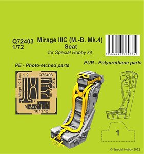 CMK Mirage IIIC (M.-B. Mk.4) Seat (for Special Hobby) (Plastic model) image 1
