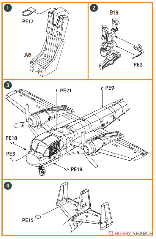 Clear Prop ! OV-1 A/JOV-1A Mohawk PE Parts and Painting Mask (for Clear Prop !) image 4