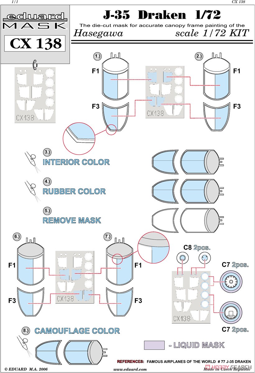 Eduard Masking Sheet for J35F Draken (for Hasegawa) (Plastic model) image 3