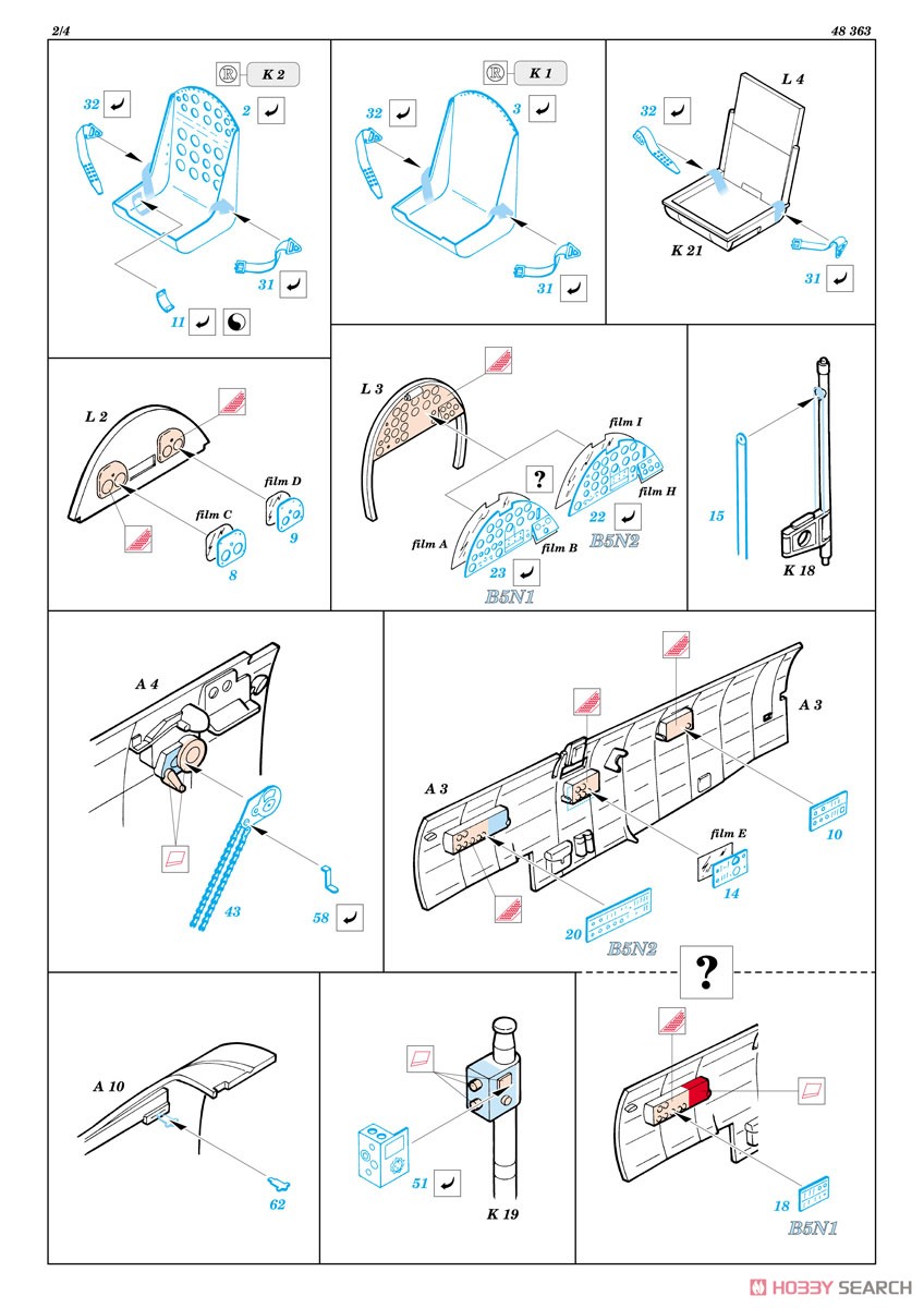 Eduard Photo Etched Parts for B5N2 Type97 Kate Model3 (for Hasegawa) (Plastic model) imagen 5