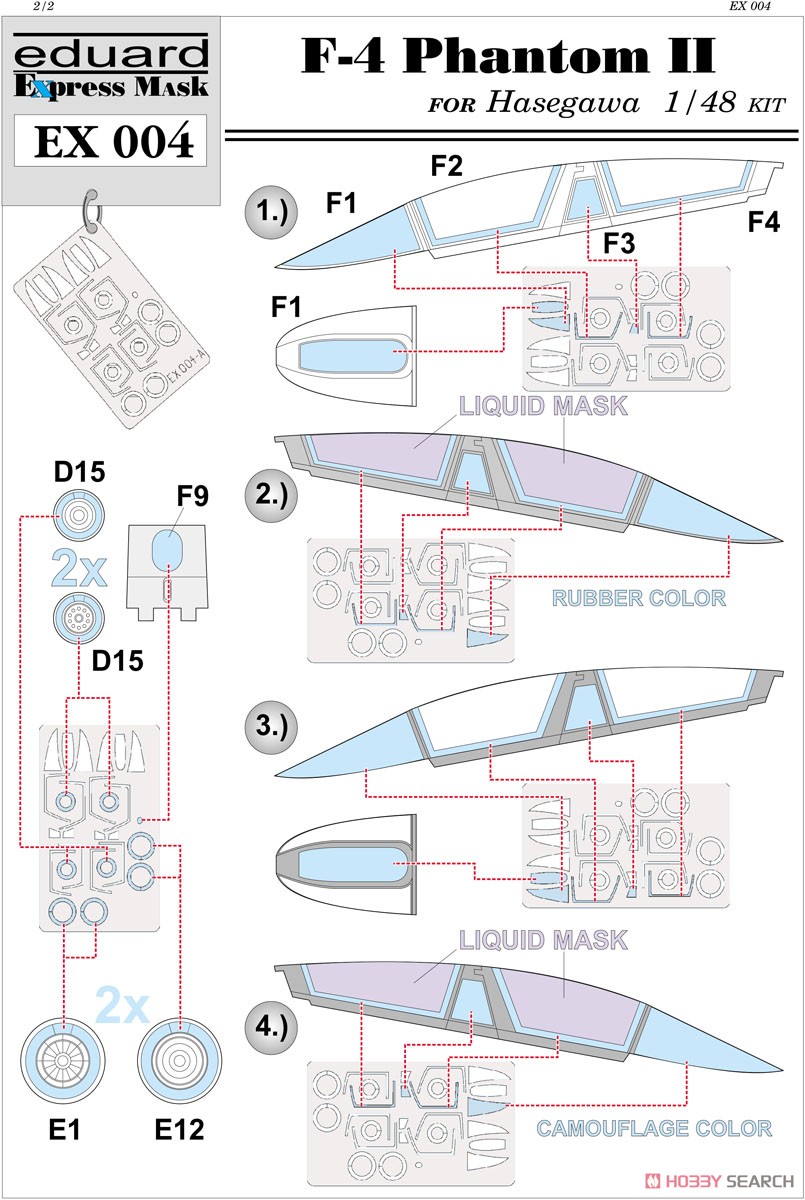 Eduard Masking Sheet for F-4 (for Hasegawa) (Plastic model) Bild 5
