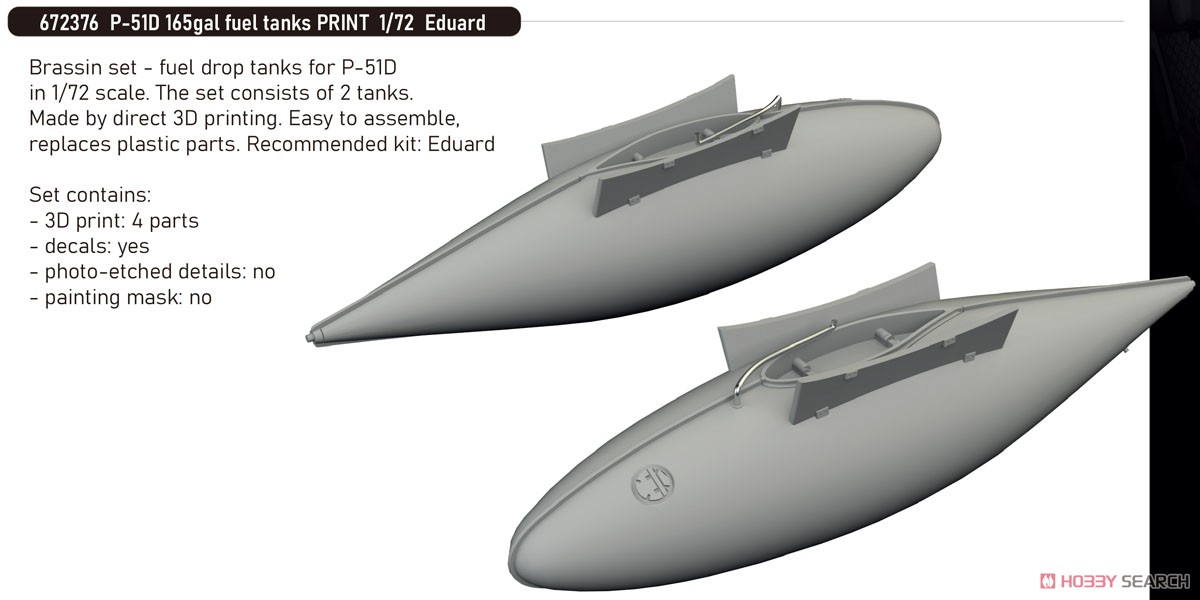 Eduard P-51D 165gal fuel tanks PRINT (for Eduard) (Plastic model) image 2