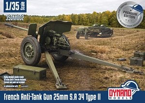 Dynamo Models French Anti-Tank Gun 25mm S.A 34 Type II `Premium edition` (Plastic model) image 1
