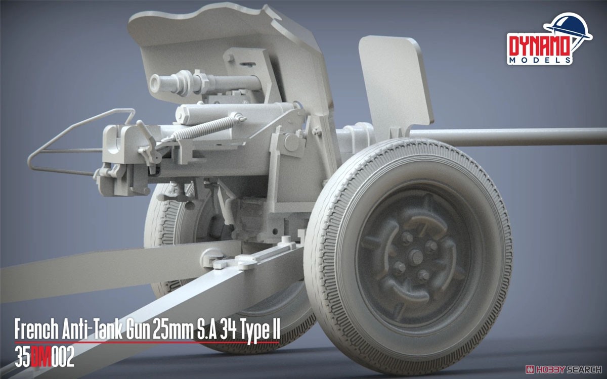Dynamo Models French Anti-Tank Gun 25mm S.A 34 Type II `Premium edition` (Plastic model) image 6