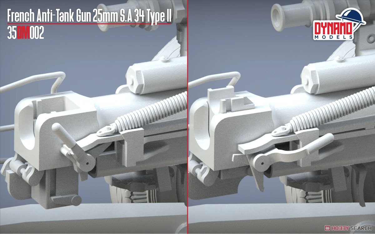 Dynamo Models French Anti-Tank Gun 25mm S.A 34 Type II `Premium edition` (Plastic model) image 8