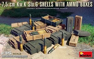 Mini Art 7,5 cm Kw.K Stu.G SHELLS WITH AMMO BOXES (Plastic model)