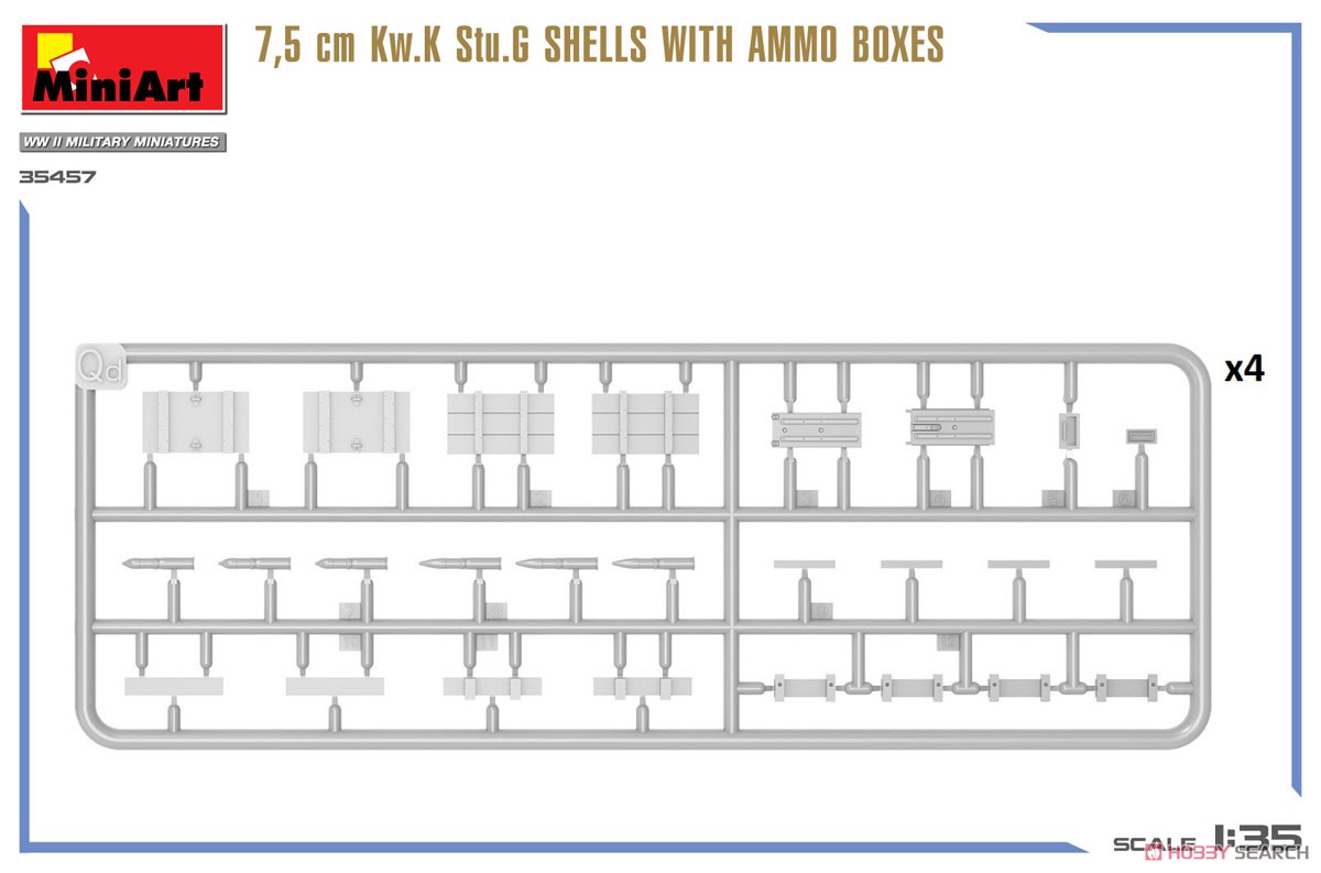 Mini Art 7,5 cm Kw.K Stu.G SHELLS WITH AMMO BOXES (Plastic model) hình ảnh 6