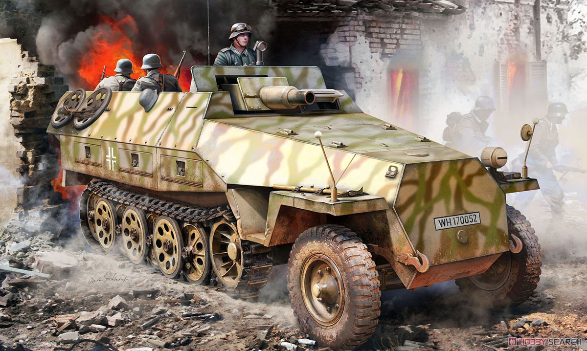 Dragon Sd.Kfz.251/9 Ausf.D 7.5cm KwK37搭載 w/EZトラック/アルミ砲身/金属製車幅ポール/3Dプリントパーツ (プラモデル) 画像 3