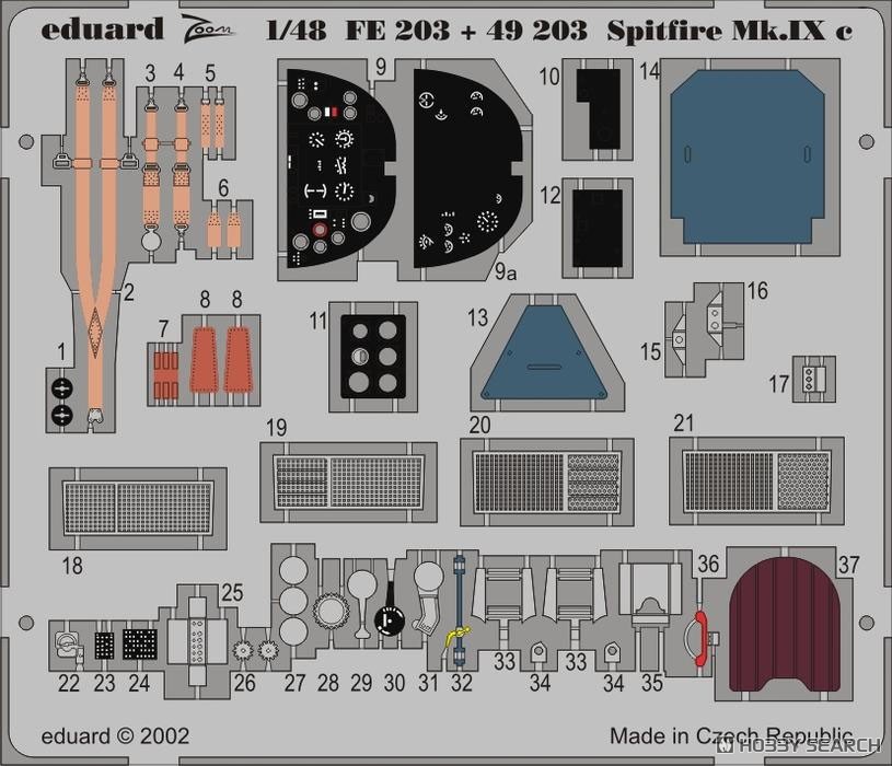 Eduard Spitfire Mk. IXc Zoom Etched Parts (for Hasegawa) (Plastic model) imagen 2