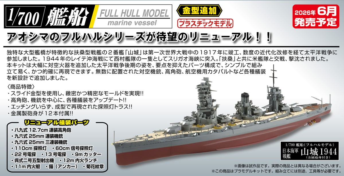 Aoshima เรือรบยามาชิโระ กองทัพเรือญี่ปุ่น 1944 (พร้อมลำกล้องปืนโลหะ) (โมเดลพลาสติก) รูปภาพ 6