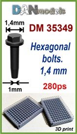 DANmodels Hexagonal Bolts 1.4mm (280 pcs) (Plastic model)