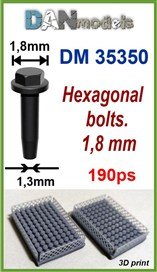 DANmodels Hexagonal Bolts 1.8mm (190 pcs) (Plastic model)