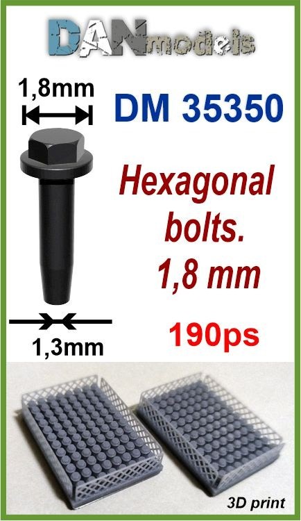 DANmodels น็อตหัวหกเหลี่ยม 1.8mm (190 ชิ้น) (โมเดลพลาสติก) รูปภาพ 2