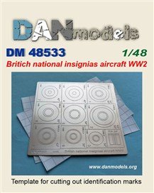 DANmodels Template for Cutting Out Identification Marks for Britich National Insignias Aircraft WW2 (Plastic model)
