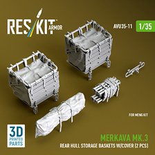 Reskit Merkava Mk.3 rear hull storage baskets w/cover (2 pcs) for Meng kit (Plastic model)