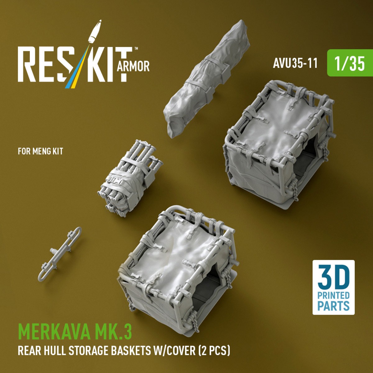 Reskit 梅卡瓦Mk.3后部车体储物篮带盖(2件装)用于Meng套件(塑料模型) 图片 3