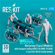 Reskit Red Jersey (3 pcs) (Modern) with Transport Trolley AERO 21A (MHU-191A/M) (for Mk.82 Family Bombs) (Plastic model)
