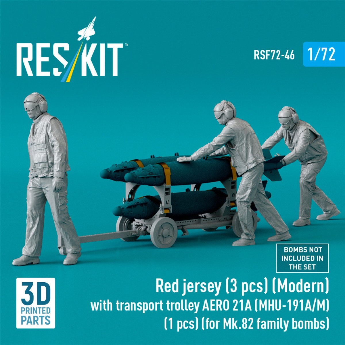 Reskit 红色工作服 (3件) (现代) 配运输推车 AERO 21A (MHU-191A/M) (用于Mk.82系列炸弹) (塑料模型) 图片 3