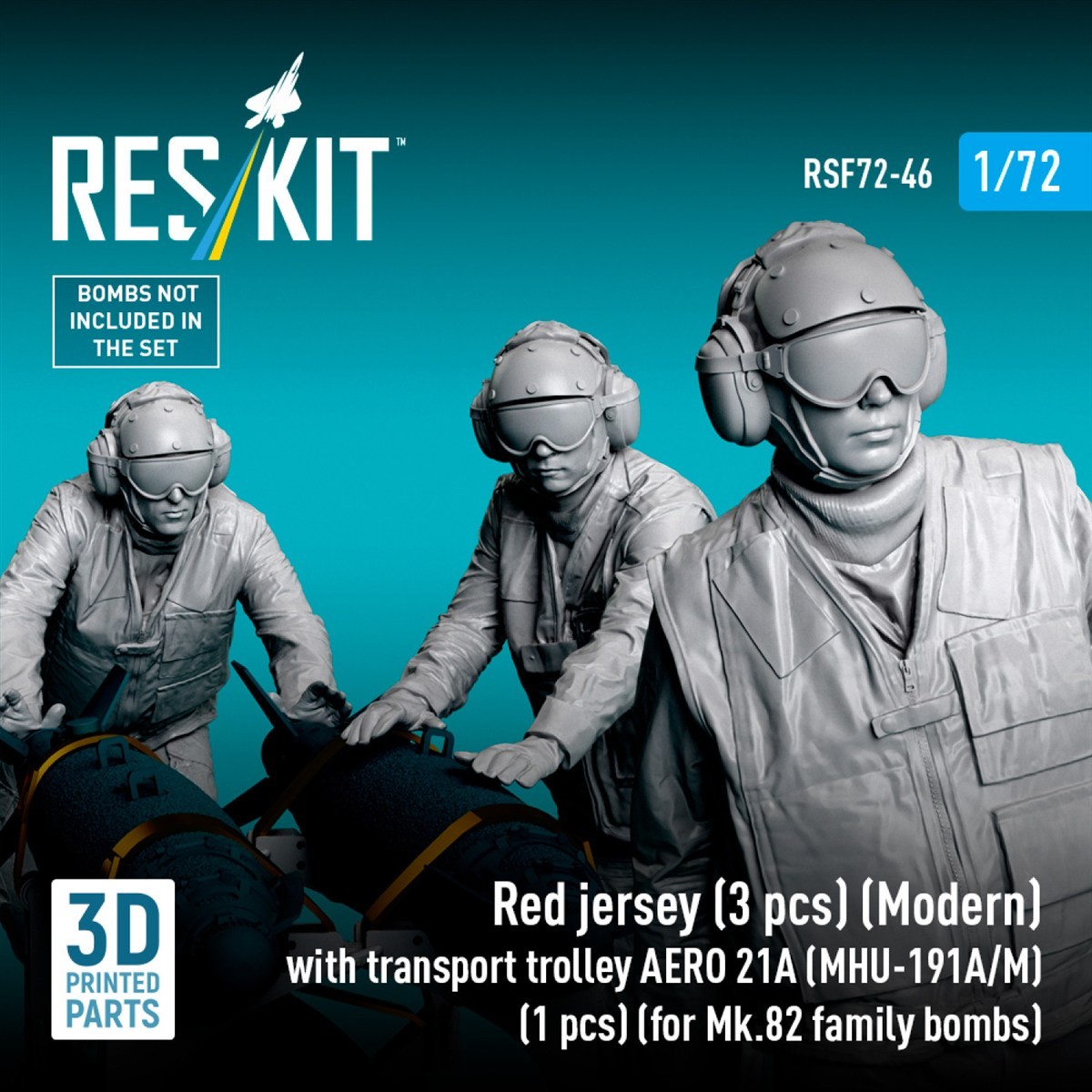 Reskit 红色工作服 (3件) (现代) 配运输推车 AERO 21A (MHU-191A/M) (用于Mk.82系列炸弹) (塑料模型) 图片 4