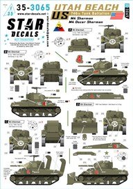 Star Decals US 746th Tank Battalion - Utah-Beach. M4 Sherman and M4 Sherman Dozer Tank. (Decal)