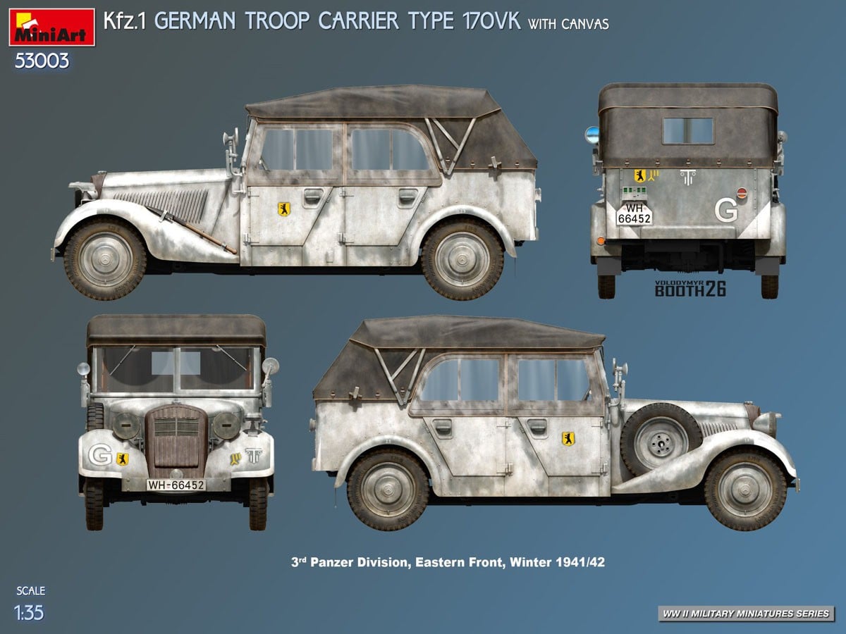 Mini Art Kfz.1 GERMAN TROOP CARRIER TYPE 170VK WITH CANVAS imagen 5