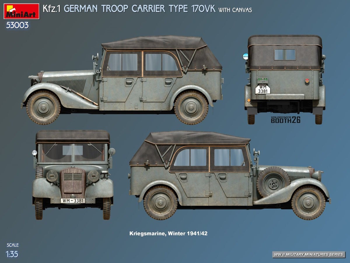 Mini Art Kfz.1 GERMAN TROOP CARRIER TYPE 170VK WITH CANVAS imagen 6