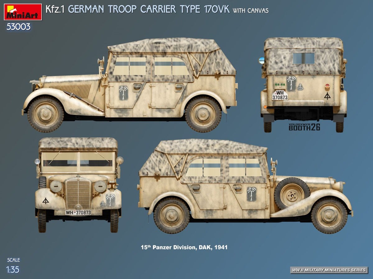 Mini Art Kfz.1 GERMAN TROOP CARRIER TYPE 170VK WITH CANVAS imagen 7