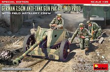 Mini Art GERMAN 7.5CM ANTI-TANK GUN PAK 40. MID PROD W/ARTILLERY CREW. SPECIAL EDITION (Plastic model)