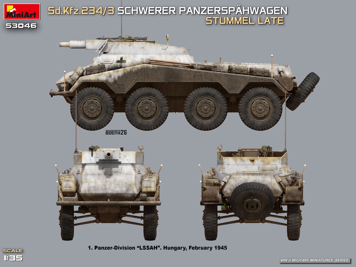 Mini Art Sd.Kfz.234/3 SCHWERER PANZERSPAHWAGEN. STUMMEL LATE (Plastic model) gambar 6
