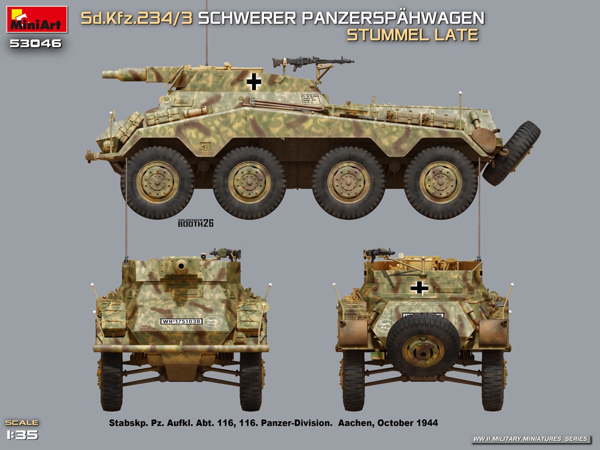 Mini Art Sd.Kfz.234/3 SCHWERER PANZERSPAHWAGEN. STUMMEL LATE (Plastic model) gambar 7
