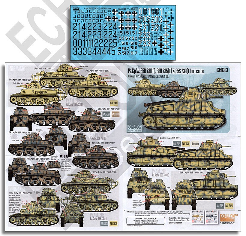 Echelon Fine Details Pz.Kpfw.35R 731[f], 38H 735[f] &amp; 35S 739[f] in France (Decal) imagen 2