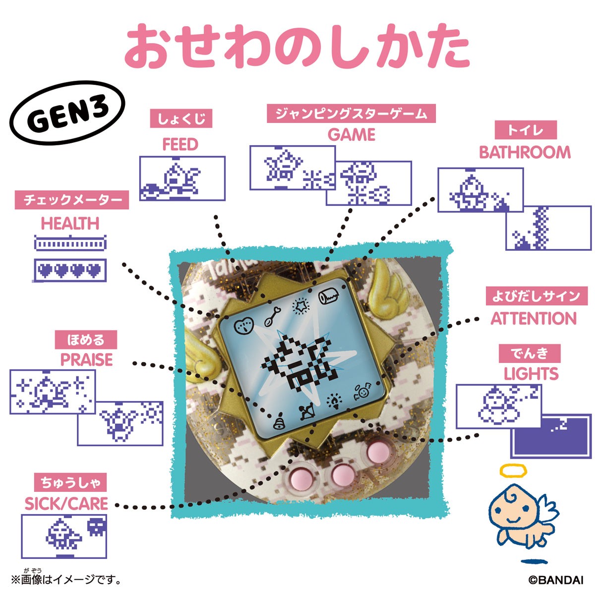 Bandai Original Tamagotchi Angel Carousel (Electronic Toy) 图片 3