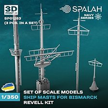 Spalah Ship Masts for Bismarck for Revell Kit Scale Model Set (3 pcs.) (Plastic Model)